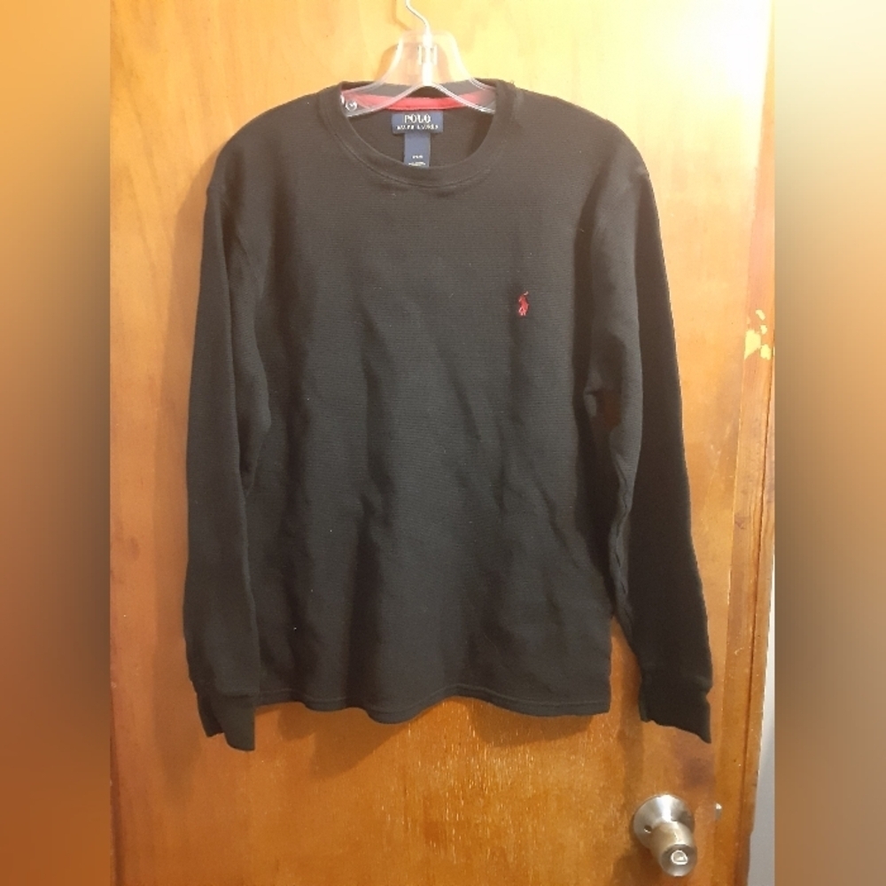 Polo Ralph Lauren Men's Long Sleeve Black Cotton Size Large Preppy College
